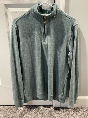 George Men's Half-Zip Sweater in Sage Green